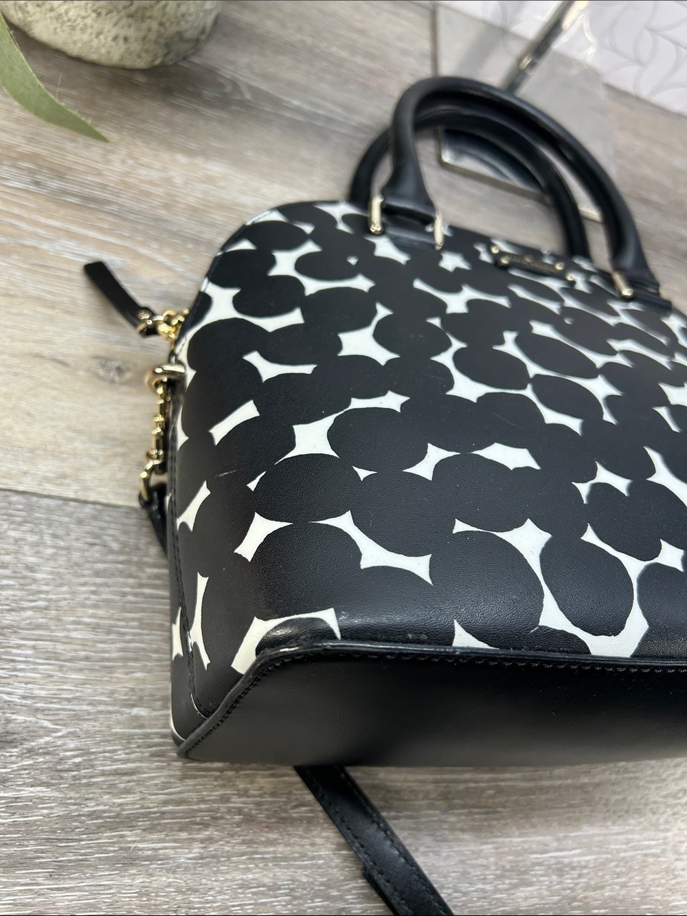 kate spade Black & White Patterned Dome Satchel - Picture 12 of 12